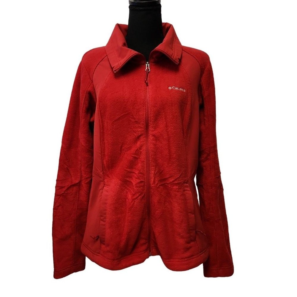 Columbia Sportswear Womens Red Long Sleeve Full Zip Fleece Jacket Size XL